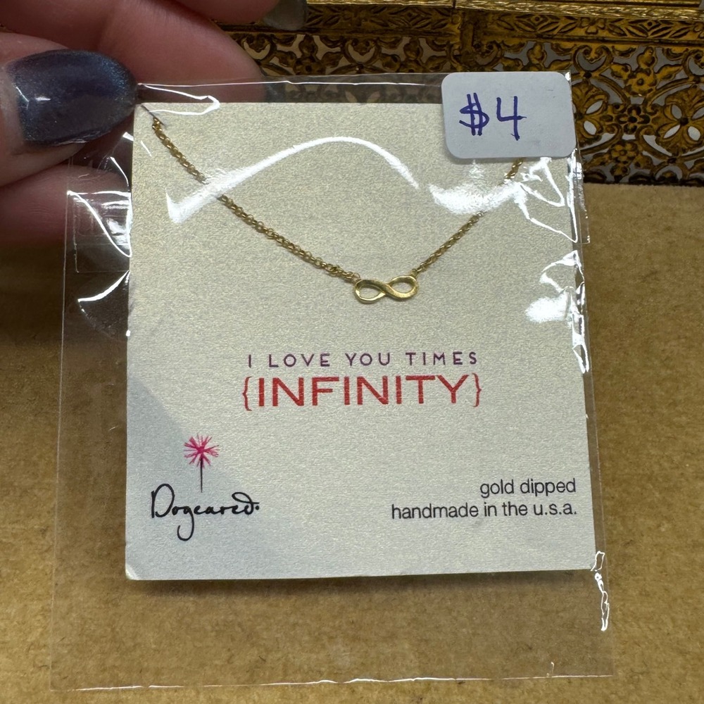 Dogeared Infinity Necklace Gold Dipped Handmade USA 18 Inch Chain Minimalist